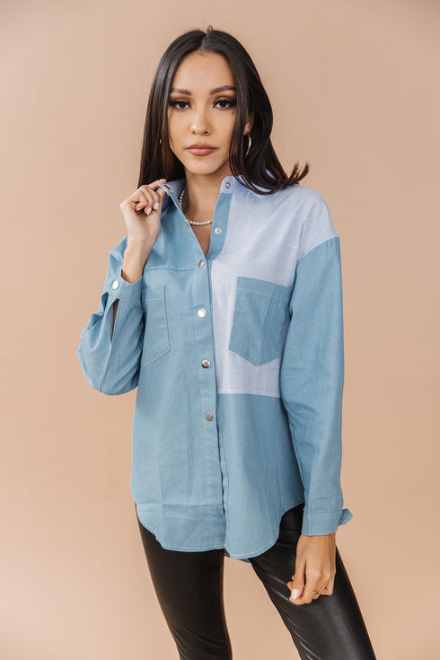 Hailey Denim Button-Up Top